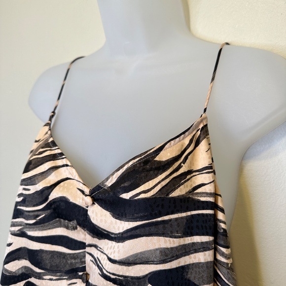 Nine West | Zebra Print Y2K Vibes Spaghetti Strap Jacquard Satin Cami Tank Top - Picture 6 of 15